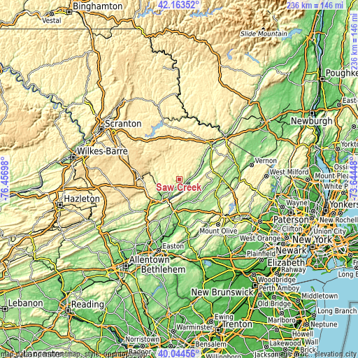 Topographic map of Saw Creek