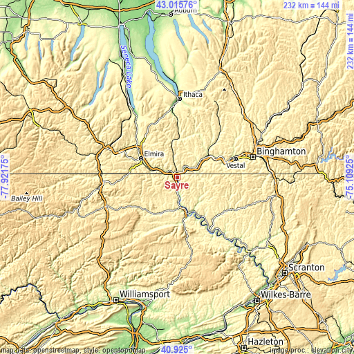 Topographic map of Sayre