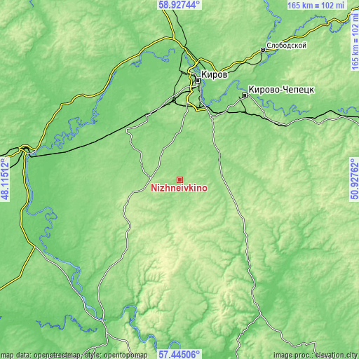 Topographic map of Nizhneivkino