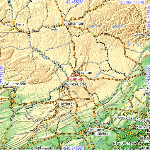 Topographic map of Scranton