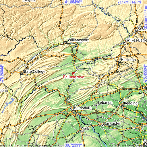 Topographic map of Selinsgrove