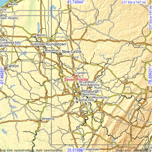 Topographic map of Seven Fields