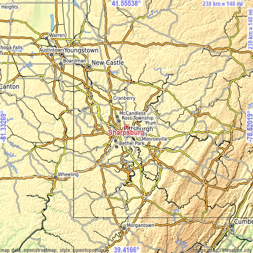 Topographic map of Sharpsburg
