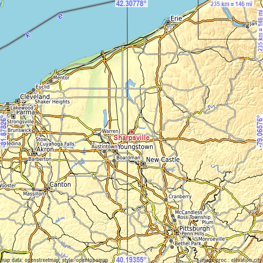 Topographic map of Sharpsville