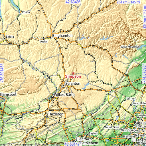 Topographic map of Simpson