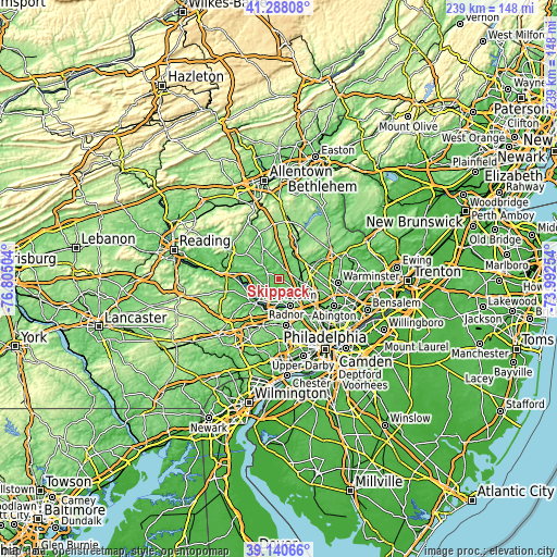 Topographic map of Skippack