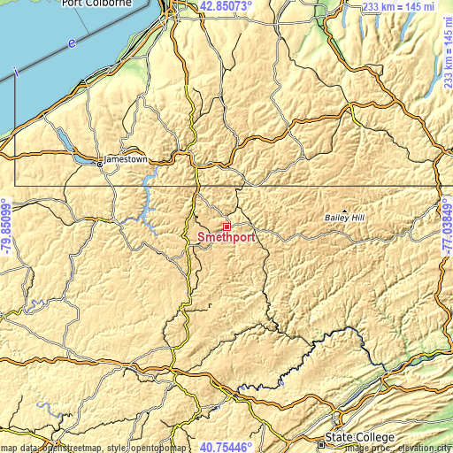 Topographic map of Smethport