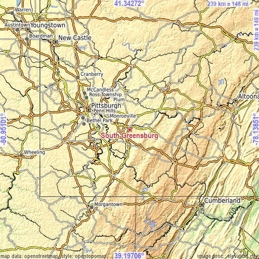 Topographic map of South Greensburg