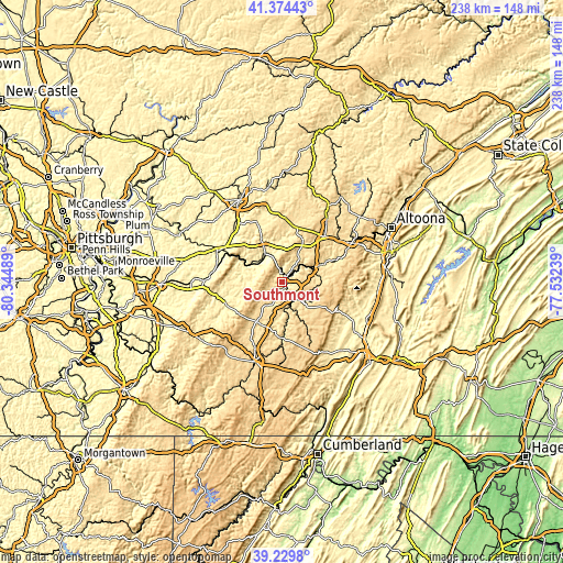 Topographic map of Southmont