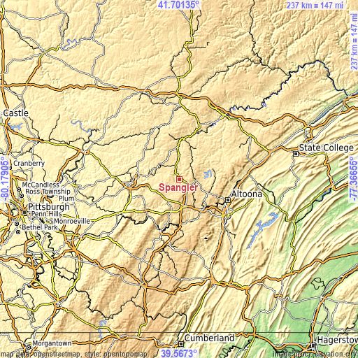 Topographic map of Spangler