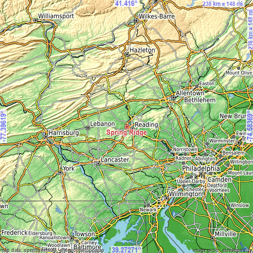 Topographic map of Spring Ridge