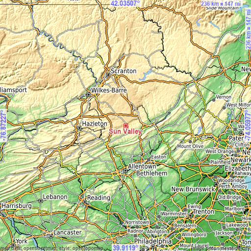 Topographic map of Sun Valley