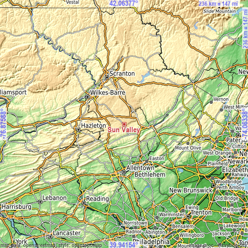 Topographic map of Sun Valley