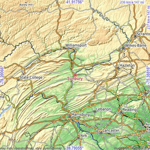 Topographic map of Sunbury