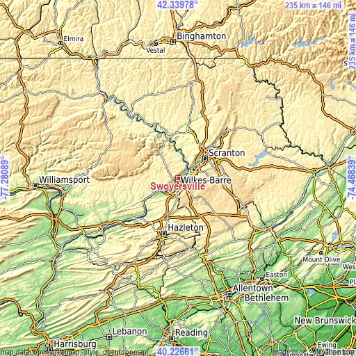 Topographic map of Swoyersville