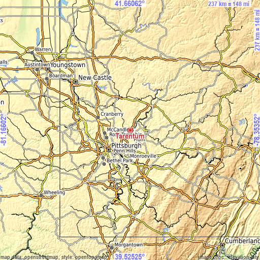 Topographic map of Tarentum