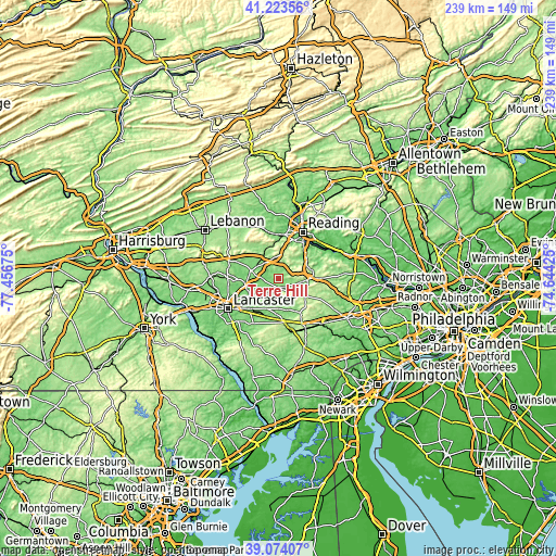 Topographic map of Terre Hill