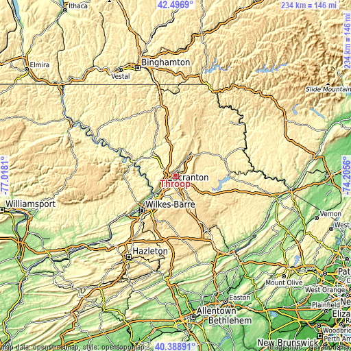 Topographic map of Throop