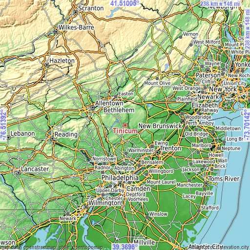 Topographic map of Tinicum