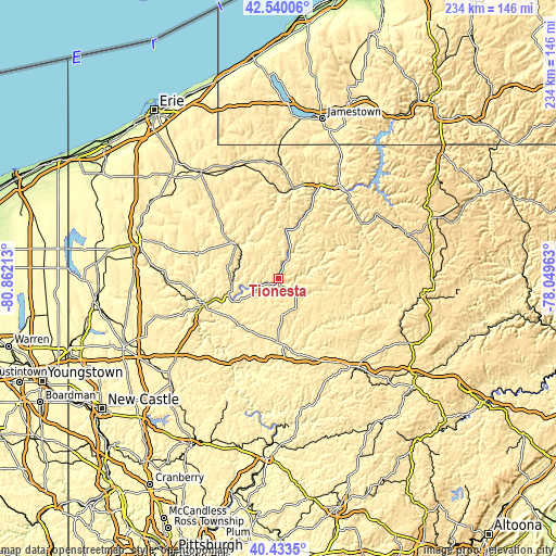 Topographic map of Tionesta