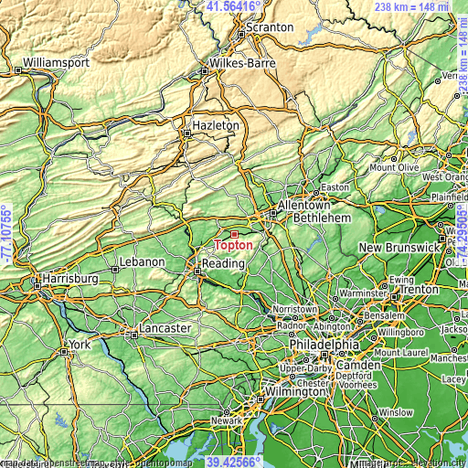 Topographic map of Topton