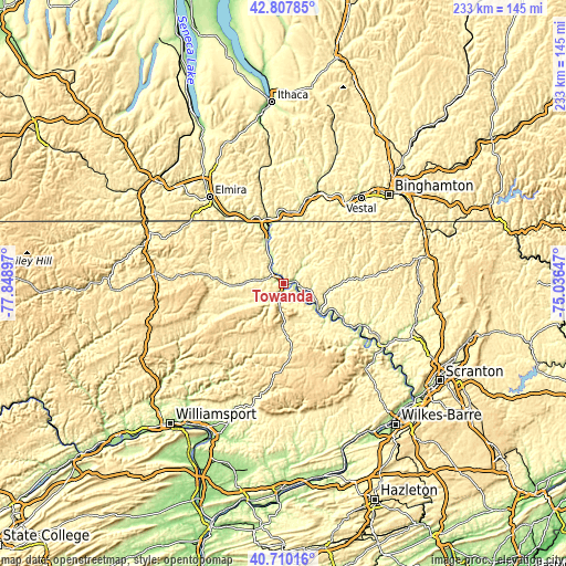 Topographic map of Towanda