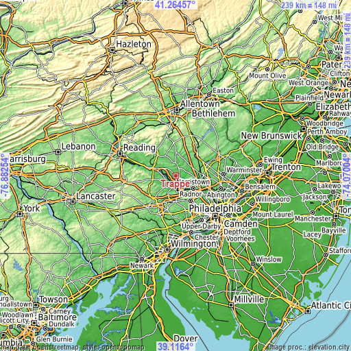 Topographic map of Trappe