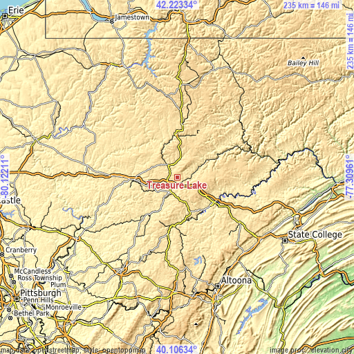 Topographic map of Treasure Lake