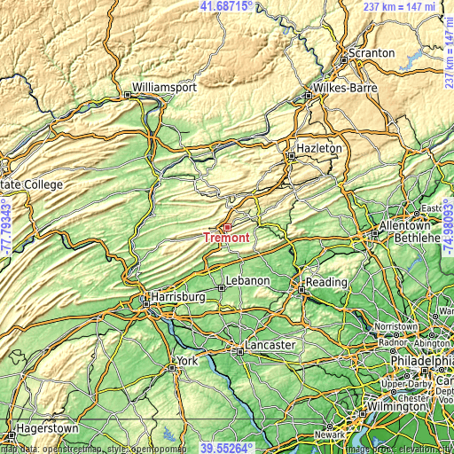 Topographic map of Tremont