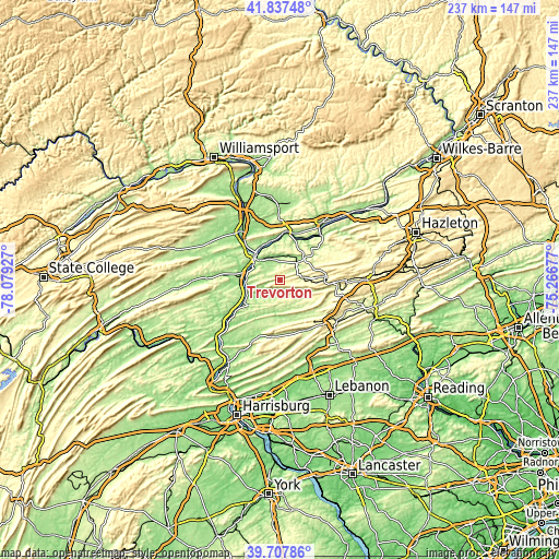 Topographic map of Trevorton