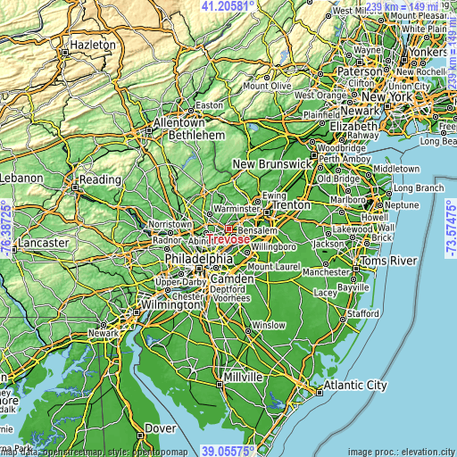 Topographic map of Trevose