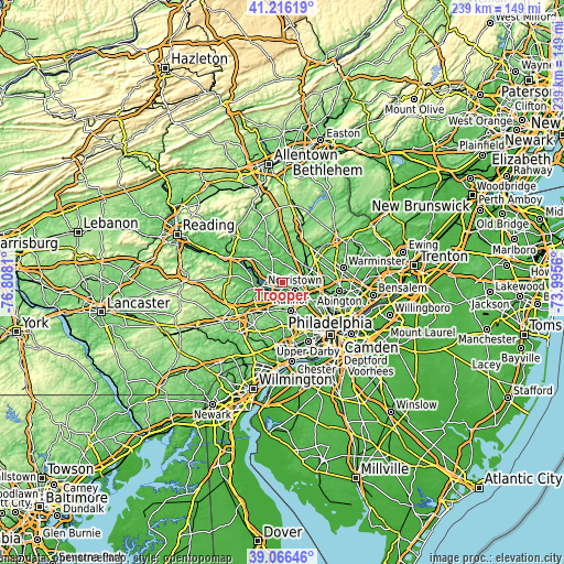 Topographic map of Trooper