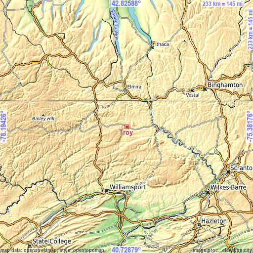 Topographic map of Troy