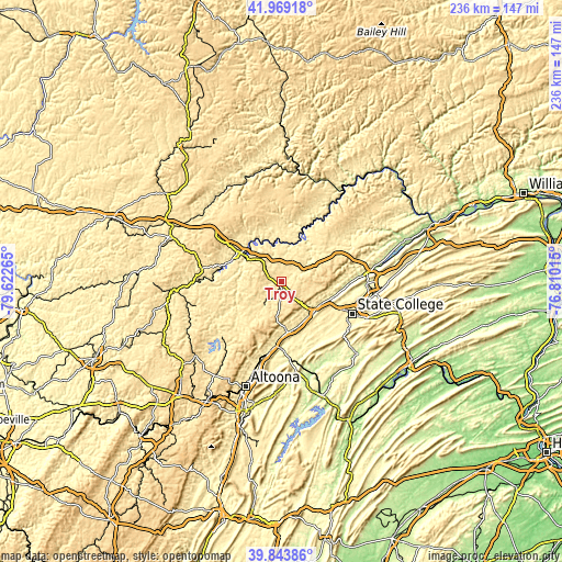 Topographic map of Troy