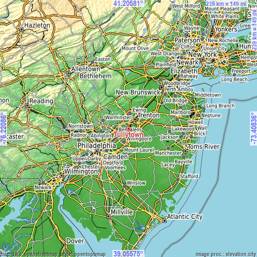 Topographic map of Tullytown