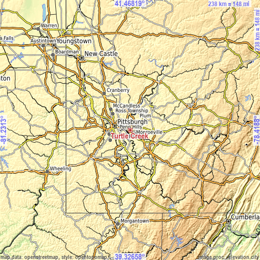 Topographic map of Turtle Creek