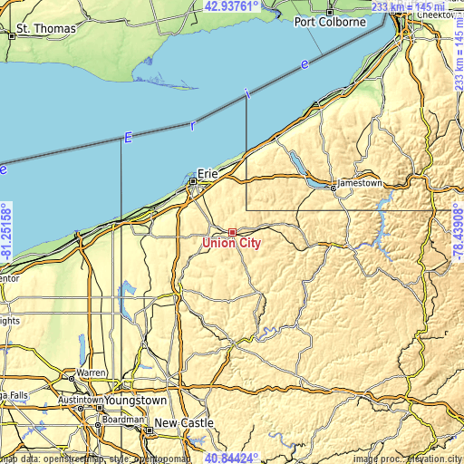 Topographic map of Union City