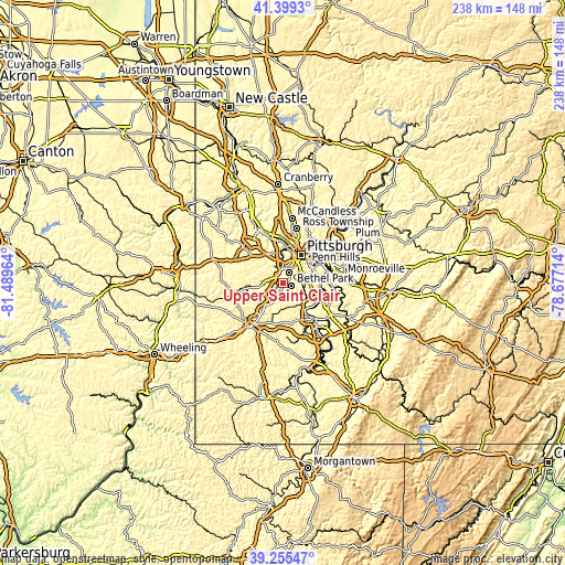 Topographic map of Upper Saint Clair