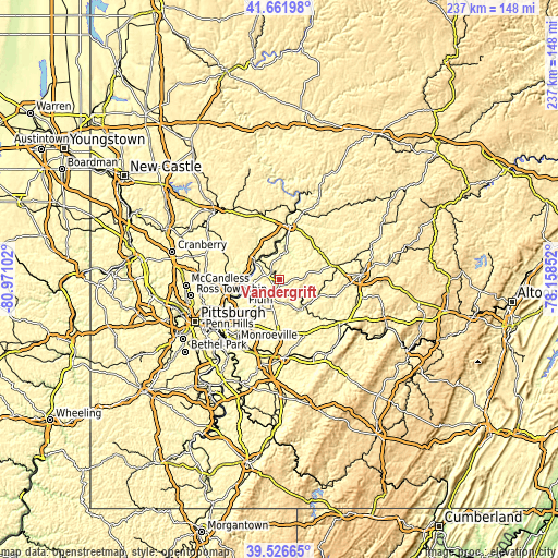 Topographic map of Vandergrift