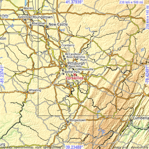 Topographic map of Versailles