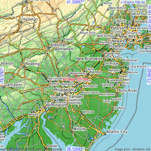 Topographic map of Village Shires