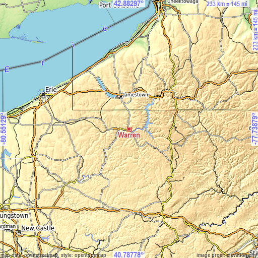 Topographic map of Warren