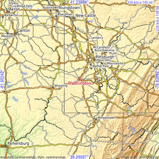 Topographic map of Washington