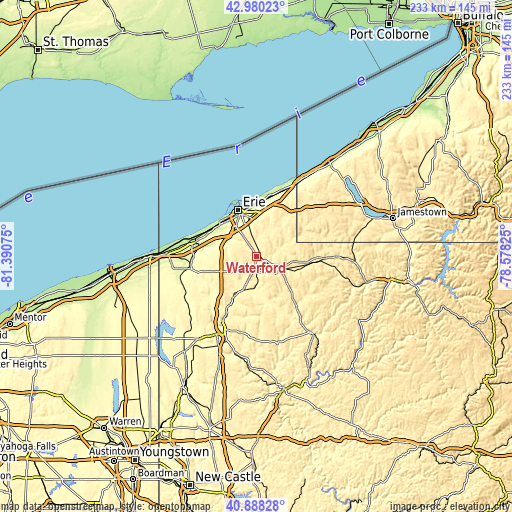 Topographic map of Waterford