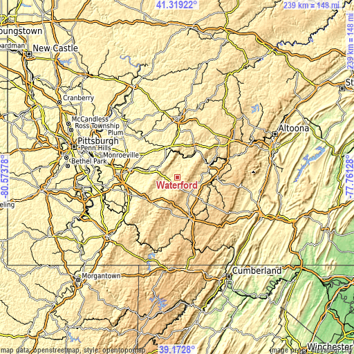 Topographic map of Waterford