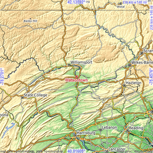 Topographic map of Watsontown