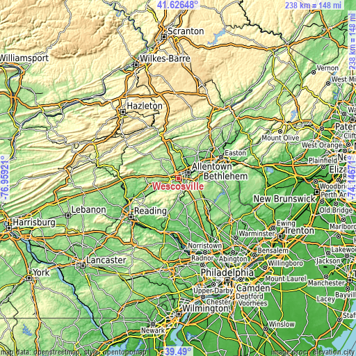 Topographic map of Wescosville