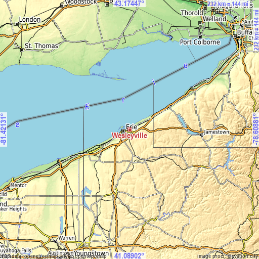 Topographic map of Wesleyville