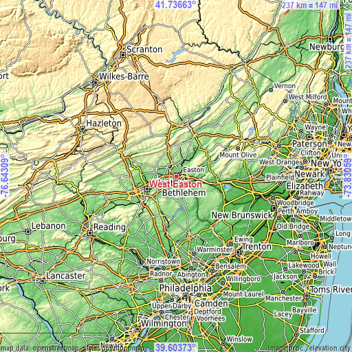 Topographic map of West Easton