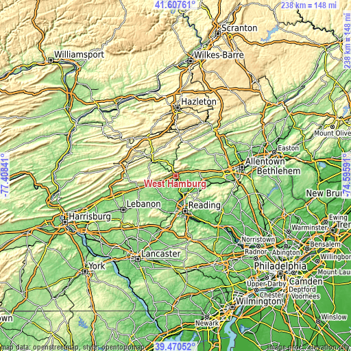 Topographic map of West Hamburg